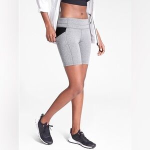 Athleta Be Free Gray and Black Biker Shorts